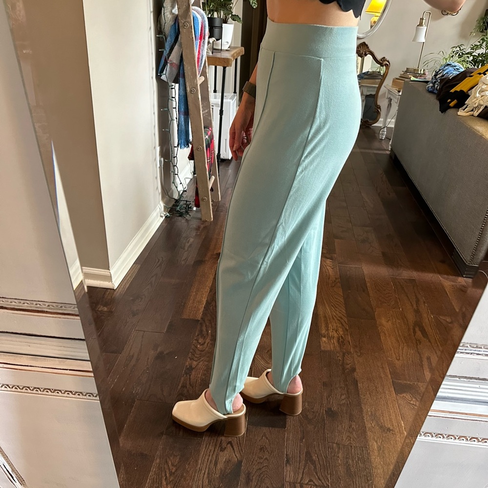 079: vintage, seafoam, green stirrup pants